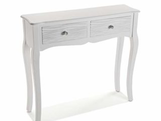 Versa Avery Mueble Recibidor Estrecho para la Entrada o el Pasillo, Mesa Consola, con 2 cajones, Medidas (Al x L x An) 80 x 25 x 90 cm, Madera, Color Blanco
