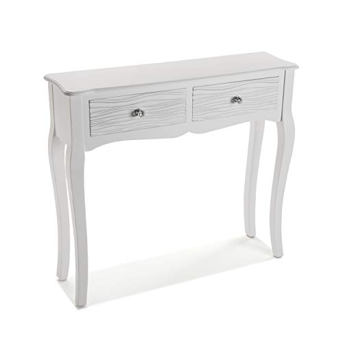 Versa Avery Mueble Recibidor Estrecho para la Entrada o el Pasillo, Mesa Consola, con 2 cajones, Medidas (Al x L x An) 80 x 25 x 90 cm, Madera, Color Blanco