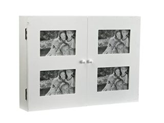 Versa Creston Cubrecontador con marco de fotos para 4 imágenes, Tapa para contador decorativo, Medidas (Al x L x An) 33 x 8,5 x 46 cm, Madera, Color Blanco