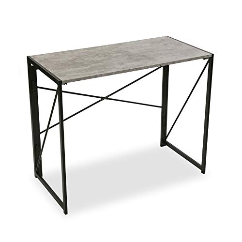 Versa Jack Mesa Escritorio para el Ordenador, Mesa para la Habitación o Estudio. Mesa Gaming, Plegable, Medidas (Al x L x An) 74 x 45 x 90 cm, Madera y Metal, Color Gris
