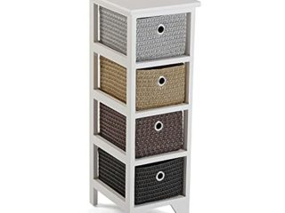 Versa Lingbo Mueble para el Baño, Cajonera con 4 cajones para organizar, Almacenaje moderno y divertido, Medidas (Al x L x An) 72 x 30 x 25 cm, Madera y Plástico, Color Blanco