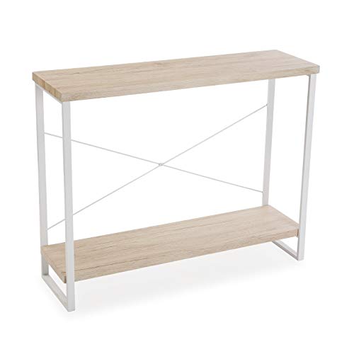 Versa Taline Mueble Recibidor Estrecho para la Entrada o el Pasillo, Mesa Consola, Medidas (Al x L x An) 80 x 30 x 100 cm, Madera y Metal, Color Blanco