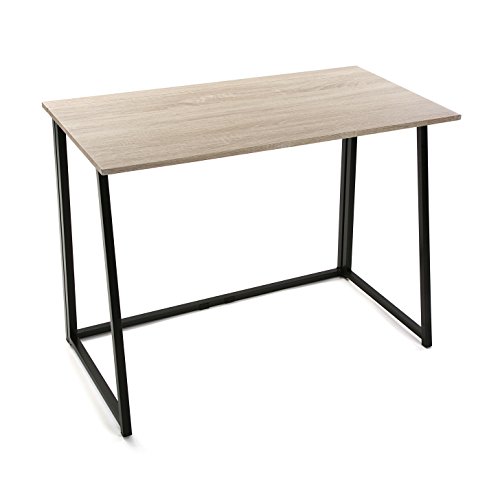 Versa Western Mesa Escritorio para el Ordenador, Mesa para la Habitación o Estudio. Mesa Gaming, Plegable, Medidas (Al x L x An) 74 x 45 x 91,5 cm, Madera y Metal, Color Marrón