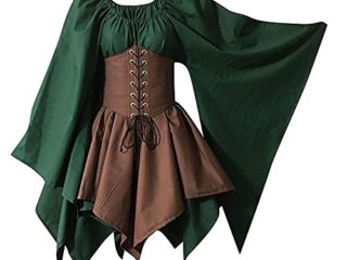 Vestido Midi de Princesa Medieval Retro Vestido Midi Medieval gótico Tradicional renacentista para niñas y Mujeres