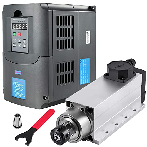 VEVOR 4 KW Accionamiento de Frecuencia Variable 220V 208-240 VAC 48-63 Hz 0-400 Hz 1 o 3 Fases, Motor de Husillo de 4 KW Refrigerado por Aire 220 V 10 A 300 Hz 1-18000 rpm 40 x 20 x 17 cm 19,84 lbs