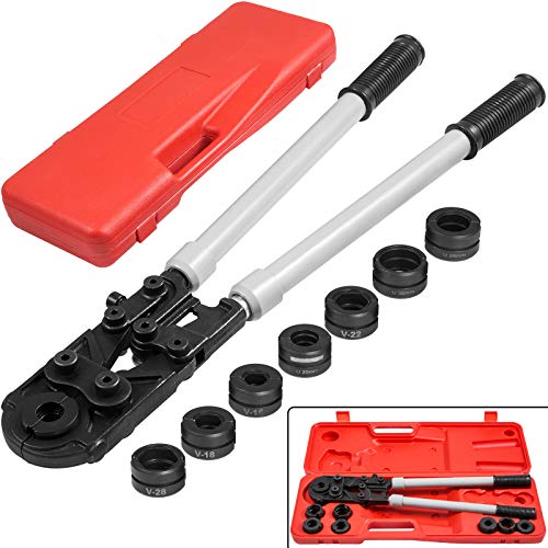 VEVOR Tenaza para Tuberia Alicates para Engastar Tubos UV 57-81cm, Alicate Profesional para Tuberia Mordazas Aplicables U16, U20, U25, U32, V15, V18, V22, V28, Tenazas de Tubo