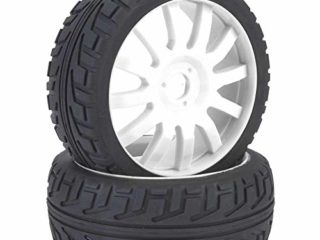 VGEBY1 2 Piezas de Llantas, neumáticos de Goma para bujes de Ruedas de Autos de Carreras para 1/8 en Carretera RC(Blanco)