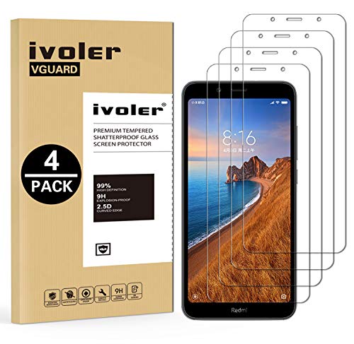 VGUARD [4 Piezas] Protector de Pantalla para Xiaomi Redmi 7A, Cristal Vidrio Templado Premium para Xiaomi Redmi 7A