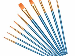 Vicloon Pinceles para Pintura, 10 Piezas of Pinceles de Nylon para acuarela, óleo, cara, dibujo de líneas, Set de Pinceles de Artista para principiantes, profesionales y amantes de la pintura (Azul)
