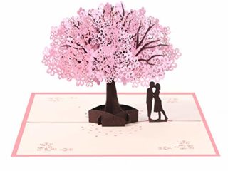 Vicloon Tarjetas de Felicitación, Tarjeta de San Valentín con Sobre, Tarjeta de Felicitación Pop Up 3D, Tarjeta de Felicitación de Boda e Invitación, Rosa Sakura Romántica Tarjeta Cumpleaños