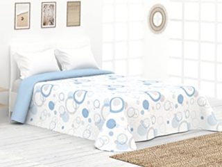 Victorio & Lucchino Colcha Fina de Verano y Primavera Sin Cojines. Ligera Colcha cubrecama de Microfibra. (Cama 90 cm, Círculos - Celeste)