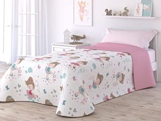 Victorio & Lucchino Colcha Fina Infantil de Verano y Primavera Sin Cojines. Ligera Colcha cubrecama de microfibra. (Cama 105cm, Bailarinas)