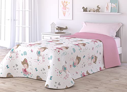 Victorio & Lucchino Colcha Fina Infantil de Verano y Primavera Sin Cojines. Ligera Colcha cubrecama de microfibra. (Cama 105cm, Bailarinas)
