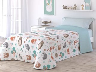 Victorio & Lucchino Colcha Fina Infantil de Verano y Primavera Sin Cojines. Ligera Colcha cubrecama de microfibra. (Cama 90cm, Bosque)