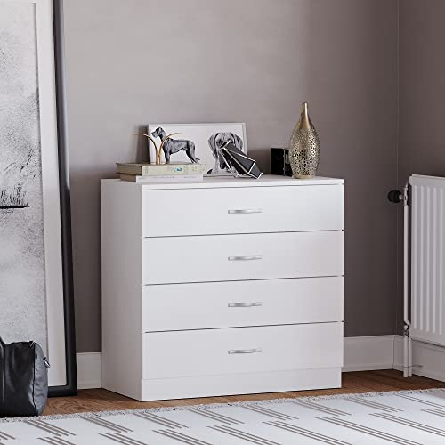 Vida Designs Cómoda con 4 cajones, Asas de Metal, Pino, White, 4 Drawer