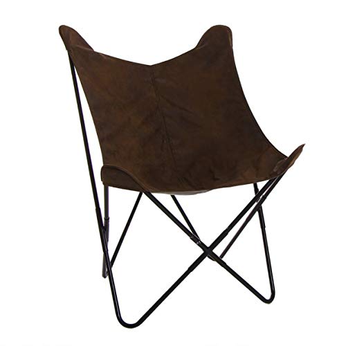 Vidal Regalos Sillon Mariposa Plegable Silla Piel Marron 80 cm