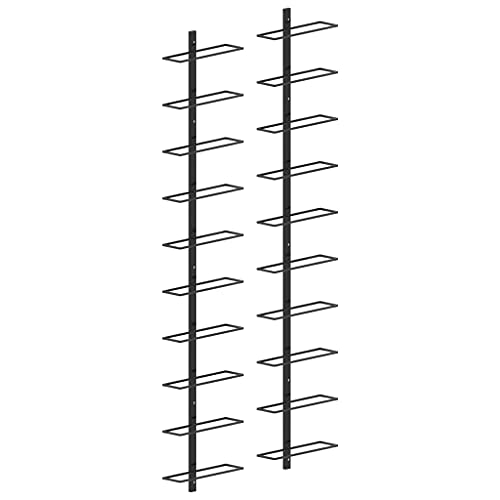 vidaXL 2X Botellero de Pared para 20 Botellas Estante Soporte para Vinos Portabotellas Armarios Almacén Organizador Decoración Comedor Metal Negro
