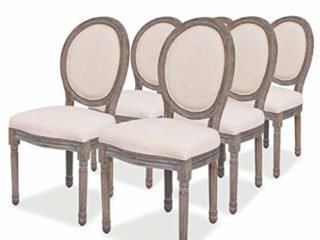 vidaXL 6X Sillas de Salón Comedor Diseño Clásico de Lino y Madera Beige
