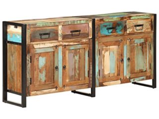 vidaXL Aparador Entrada Acento Pasillo Vestíbulo Recibidor Auxiliar Decoración Hogar Casa Escritorio Mueble de Madera Maciza Reciclada 172x35x80 cm