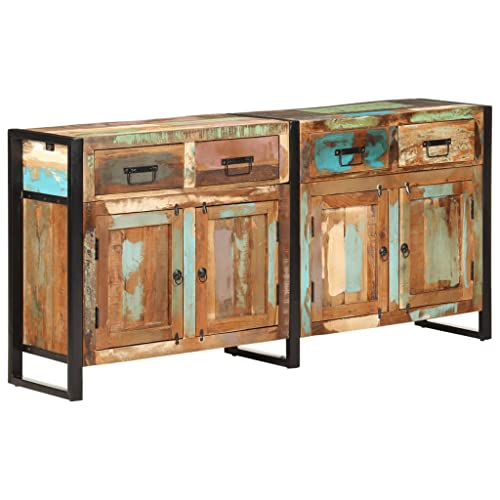 vidaXL Aparador Entrada Acento Pasillo Vestíbulo Recibidor Auxiliar Decoración Hogar Casa Escritorio Mueble de Madera Maciza Reciclada 172x35x80 cm