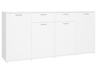 vidaXL Aparador Entrada Acento Pasillo Vestíbulo Recibidor Auxiliar Decoración Hogar Casa Escritorio Mueble de Aglomerado Blanco 160x36x75 cm