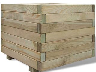 vidaXL Arriate Cuadrado Macetero Maceta Grande de Flores Madera de Pino Impregnada 50x50x40 cm