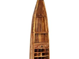 vidaXL Botellero Apilable Vertical Madera Maciza Reciclada Diseño Original Rústico Barco Estantería Vino 16 Botellas Accesorios 1 Cajón + 3 Estantes