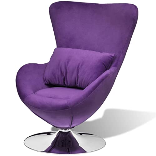 vidaXL Butaca giratoria pequeña con cojín Color púrpura