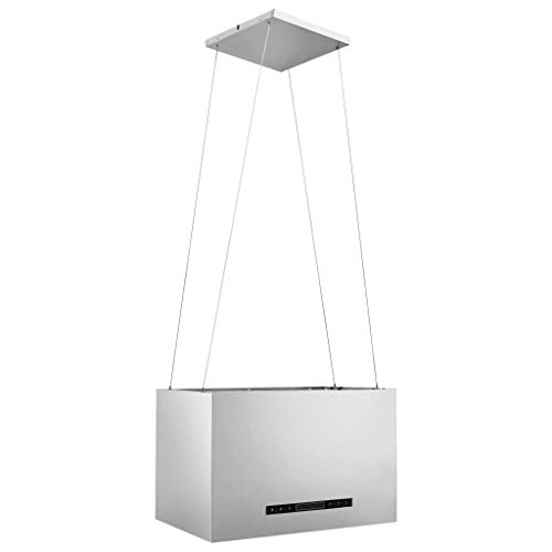 vidaXL Campana Extractora Colgante Táctil LCD Techo Cocina Recirculación Interna Filtro de Carbón Evacuación Pantalla Acero Inoxidable