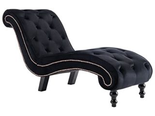vidaXL Diván Chaise Longue Terciopelo Diseño Estilo Vintage Retro Elegante Clásico Sillón Relax Botones Tumbona Relajación Ergonómica Negra Salón Sala