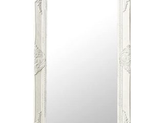 vidaXL Espejo de Pared Estilo Barroco Rectangular Colgante Armario Baño Antiguo Retro Consumo de Maquillaje Decoración Hogar Blanco 50x80 cm