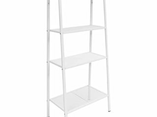 vidaXL Estantería Metal Escalera Pared Blanco 4 Estantes Librería Organizador