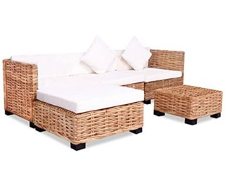 vidaXL Juego de Sofás de Jardín 14 Piezas Muebles de Exterior Mesa y Sillas Mobiliario de Patio Exterior Terraza y Poli Ratán Sintético Tipo Mimbre