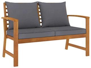 vidaXL Madera Maciza Acacia Banco de Jardín 120 cm Cojines Patio Exterior Aire Libre Decoración Recibidor Asiento Silla Duradero Estable Gris Oscuro