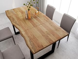 vidaXL Madera Maciza Acacia Mesa de Comedor Consola Extensible Muebles Cocina Decorativo Hogar Multiusos Auxiliar Salón Sala de Estar