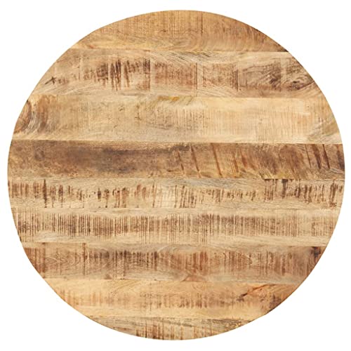 vidaXL Madera Maciza de Mango Superficie de Mesa Redonda Tablero Comedor Repuesto Salón Sala de Estar Oficina Mueble Encimera 25-27 mm 50cm