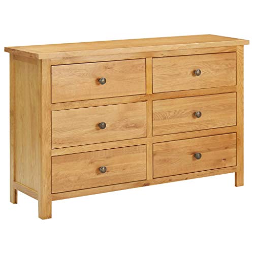 vidaXL Madera Maciza de Roble Cajonera Armario Lateral Auxiliar Aparador Cómoda Robusto y Duradero Fácil de Montar Almacenamiento 105x33,5x73 cm