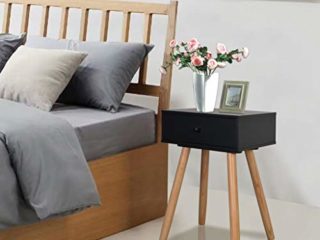 vidaXL Madera Pino Maciza 2X Mesitas Noche Negro Mesilla Auxiliar Dormitorio
