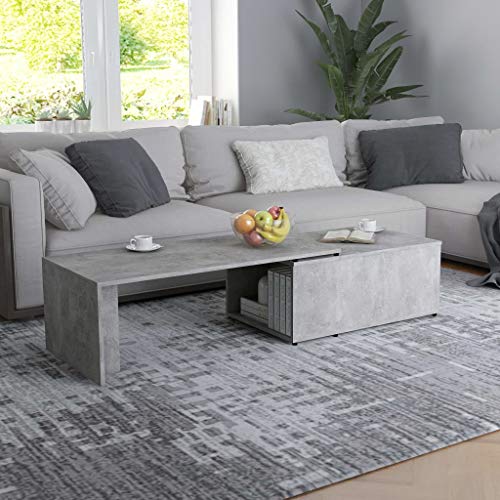 vidaXL Mesa de Centro Mesita Lateral Sofá para Teléfono Té Café Decoración Salón Oficina Sala Estante de Almacenamiento de Aglomerado Gris Hormigón