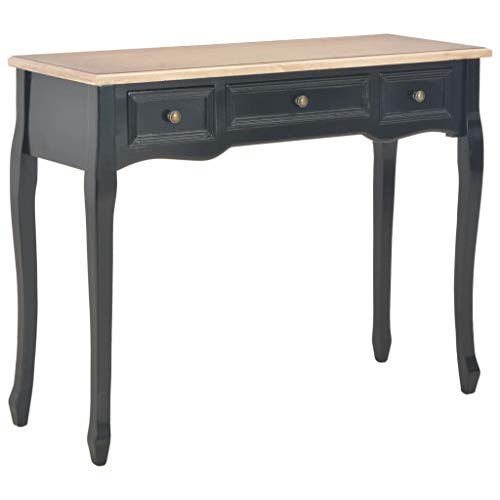 vidaXL Mesa Entrada Recibidor Consola 3 Cajones Madera MDF Mesita Auxiliar Pasillo Vestíbulo Comedor Teléfono Llaves Mueble Aparador Tocador Negro