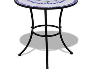 vidaXL Mesa Mosaico Color azúl y Blanco, 60 cm