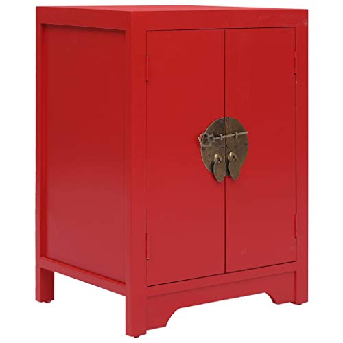 vidaXL Mesita de Noche Madera Paulownia Mobiliario Casa Hogar Moderna Estable Práctica Decorativa Duradera Robusta Almacenamiento Roja 38x28x52cm