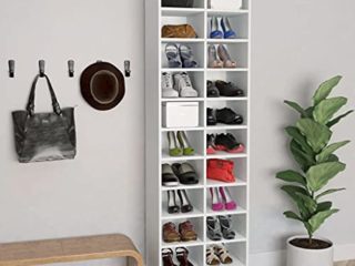 vidaXL Mueble Zapatero de Aglomerado Mobiliario Decoración Organización Almacenamiento Productos del Hogar Elegante Práctico Útil Blanco 54x34x183cm