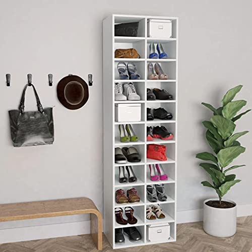vidaXL Mueble Zapatero de Aglomerado Mobiliario Decoración Organización Almacenamiento Productos del Hogar Elegante Práctico Útil Blanco 54x34x183cm