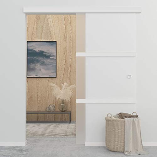 vidaXL Puerta Corredera Deslizante Moderna Salón Sala de Estar Baño Cristal Ahorra Espacio de Vidrio ESG y Aluminio Plateado 90x205 cm