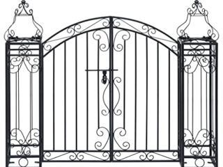 vidaXL Puerta de Jardín Decorativa en Forma de Arcos Entrada Elegante Proteger Espacio Privado Portal para Vallas Patios de Hierro Forjado