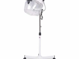 vidaXL Secador de Pelo de Pie con Casco de Salón Belleza de Peluquería Peluquero Profesional Blanco 180 cm
