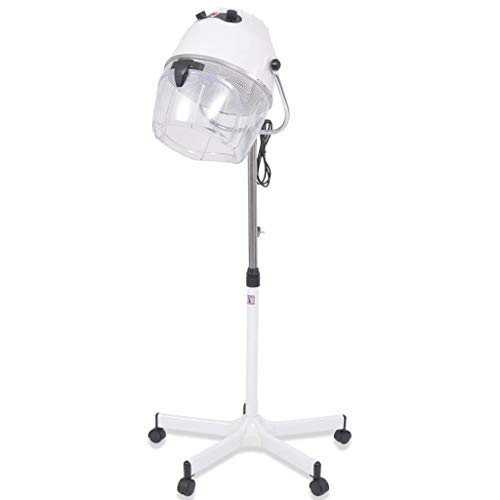 vidaXL Secador de Pelo de Pie con Casco de Salón Belleza de Peluquería Peluquero Profesional Blanco 180 cm