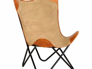 vidaXL Silla Butterfly Mariposa Asiento Decoración Casa Relajante Interior Exterior Hogar Oficina Comodidad y Sofisticación Cuero Auténtico y Lona