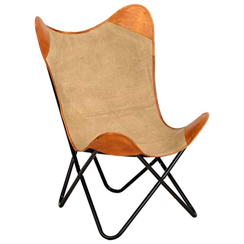 vidaXL Silla Butterfly Mariposa Asiento Decoración Casa Relajante Interior Exterior Hogar Oficina Comodidad y Sofisticación Cuero Auténtico y Lona